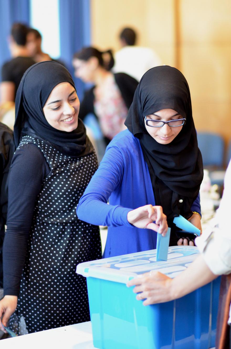 young women voting